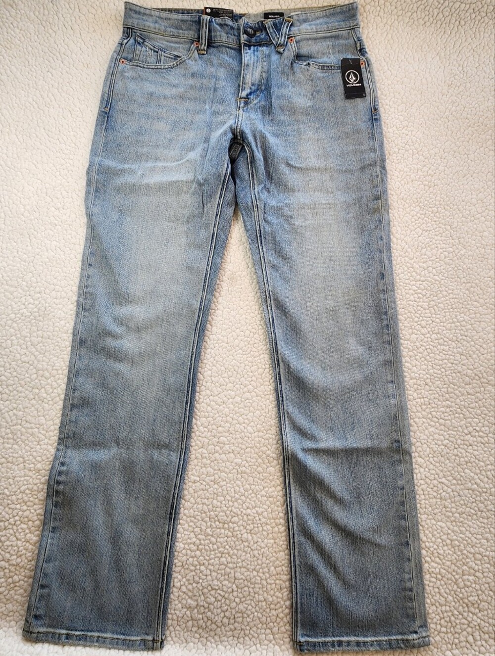 Volcom Solver Modern Straight Jeans Mens 32x32 Light Wash Blue NWT